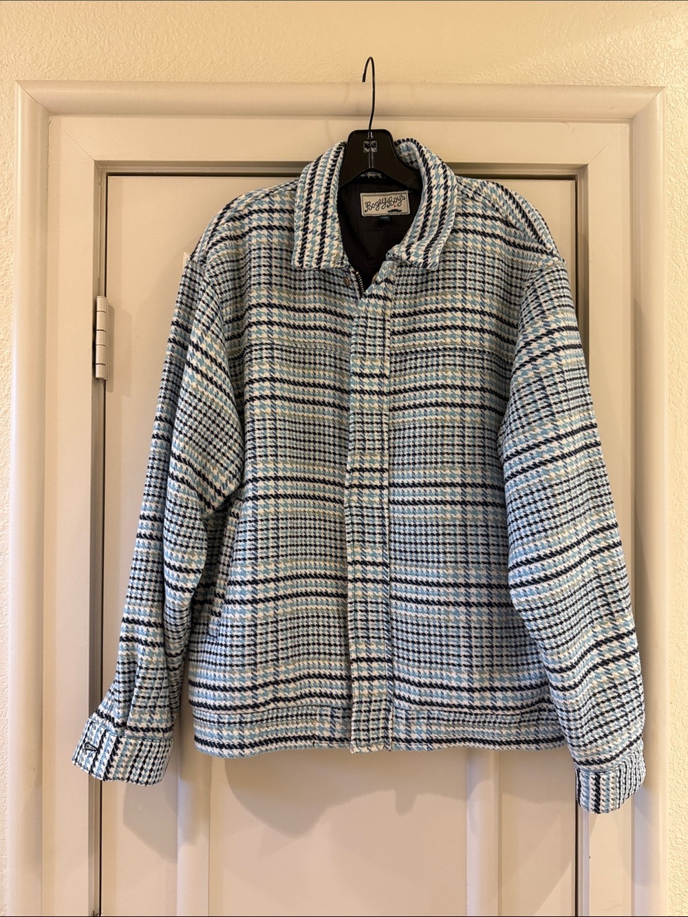 Men's Light Blue Plaid Shirt Jacket - Unbranded